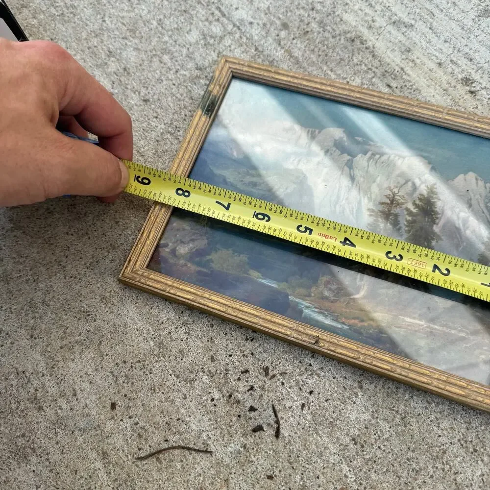 Vintage Wood Framed August Wilhelm Leu Mountain Range Lake Print art 6.5x8.5
